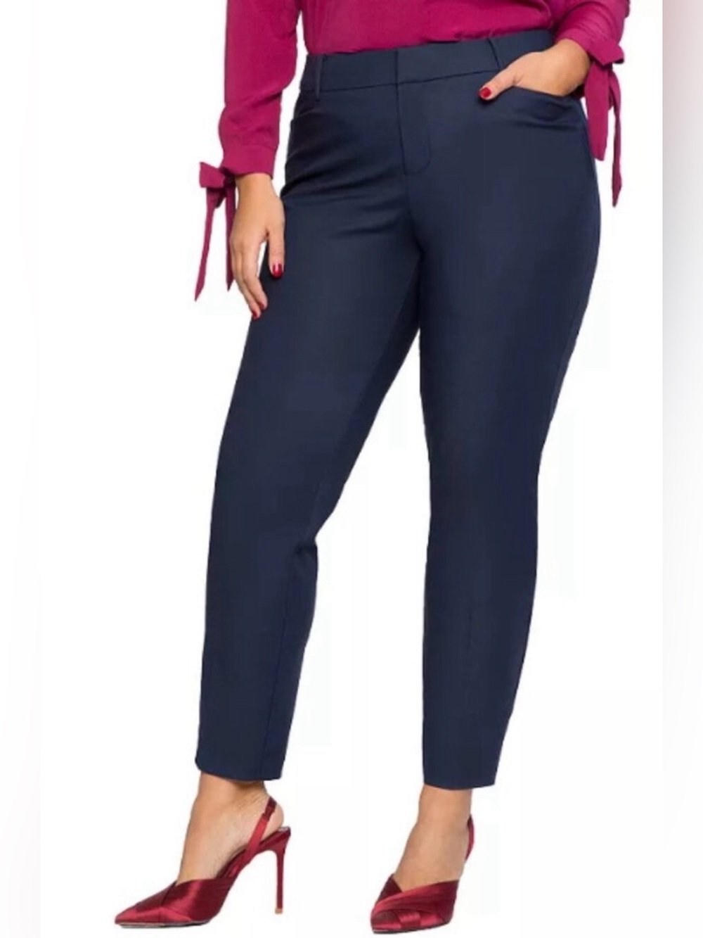 ELOQUII Kady Fit Double-Weave Pants in Classic Navy 16R Minimalist Office